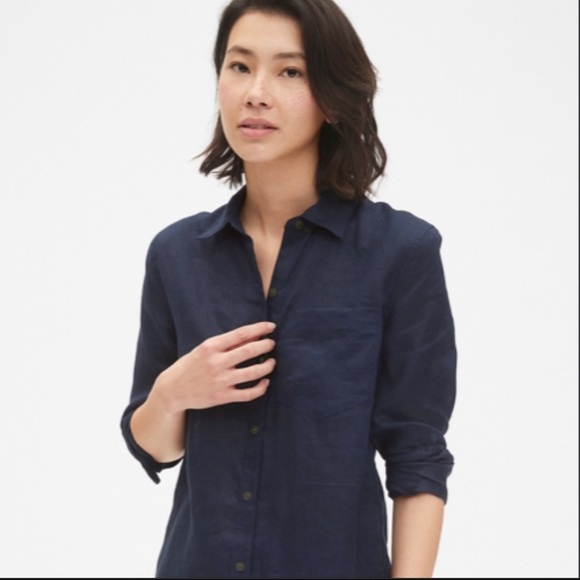 GAP Tops - Gap Navy Linen Shirt